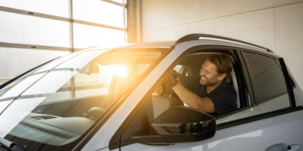 Getting a windshield replacement quote.