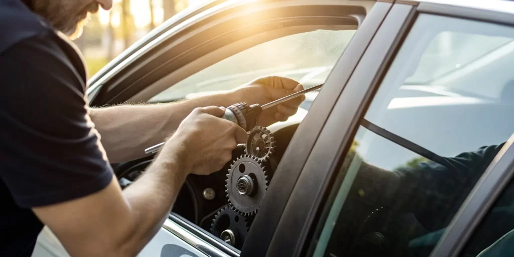 Power window repair using drill.