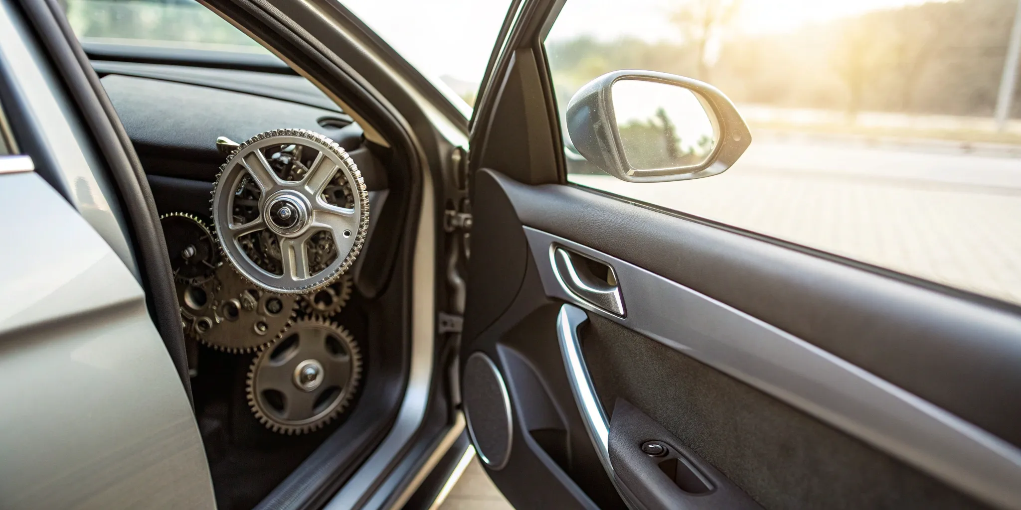 Power window repair: Inside a car door.