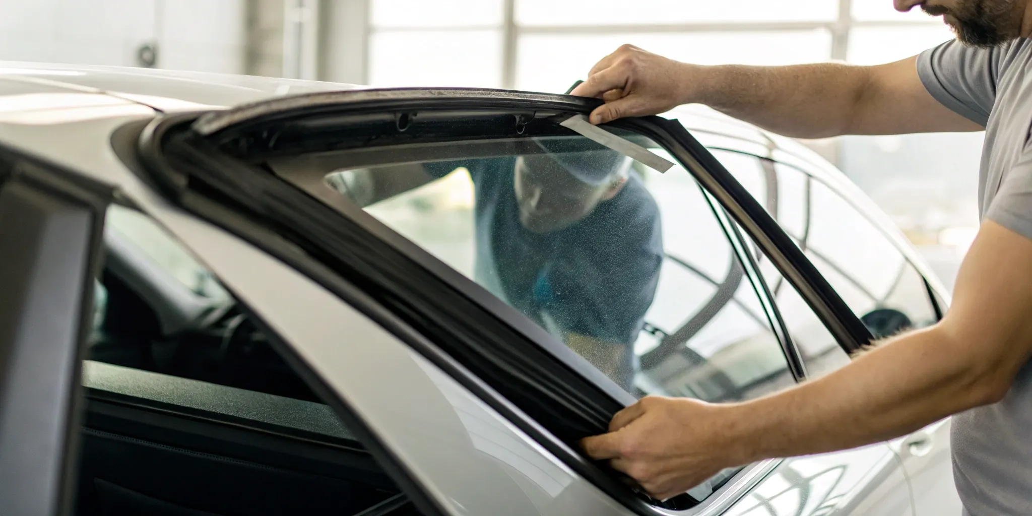 Replacing a car's rear window.