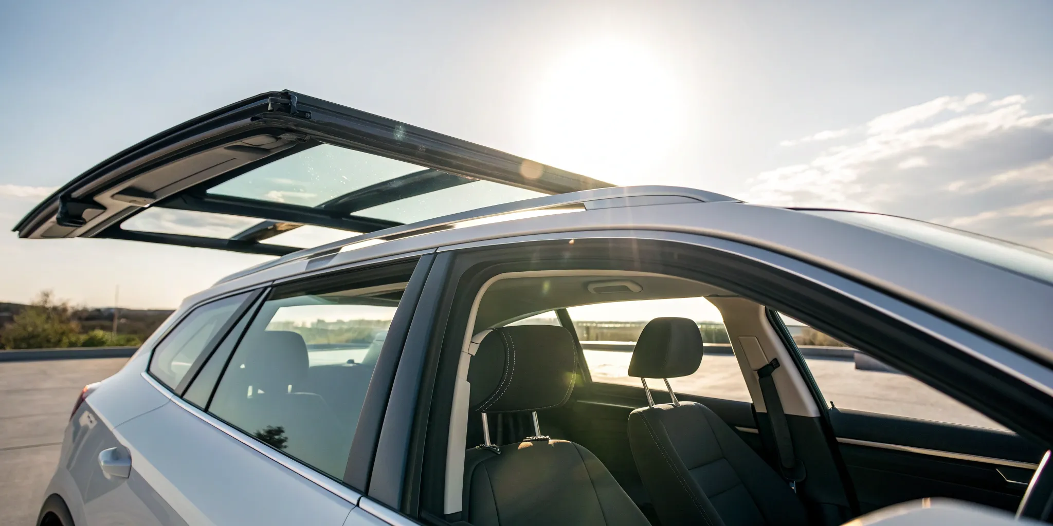 Open sunroof on a car. Sunroof repair cost.